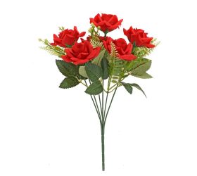 Kytica ruža červená, drob.kvety, zeleň 31cm