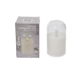 Svet.led sklo+vosk biela 14/25 12x7,5cm