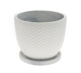 J107 kvetináč+miska okrúhly mila biela 24x19,6cm s