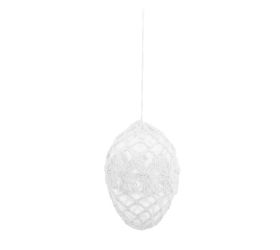 Záves vajíčko biele háčkované 5,5*8cm