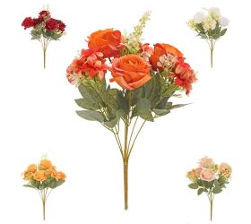 Kytica ruža, drob. kvety, zeleň mix/5f 45cm