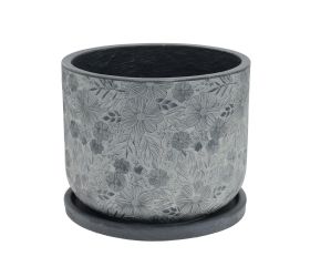 J112 kvetináč + miska liva čierna 30h34,5cm m