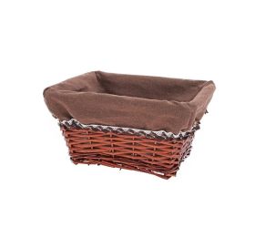 Prút. košík obdĺžnik tm.hnedý tm.hnedá látka 28x23x15cm