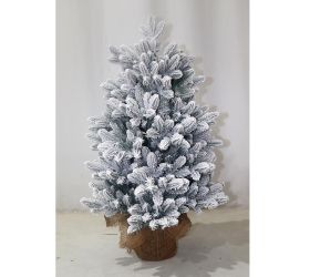 Vianočný stromček zaťaž. osnežený v jute 3d 90cm pe