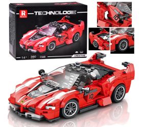 Technické bloky super športové auto červený kabriolet 360-dielny