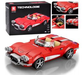 Technické kocky retro auto červený kabriolet 311-dielne