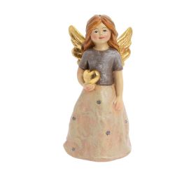 Anjel so srdcom zla/hne/béž poly 6,8*6,5*13,5cm