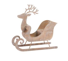 Sánky jeleň hne/zla plech 26*24,5*8cm