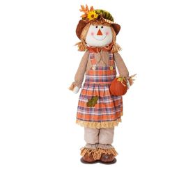 Strašiak dievča hne/ora teleskop.nohy textil/slama 35,56*15,24*116,84cm