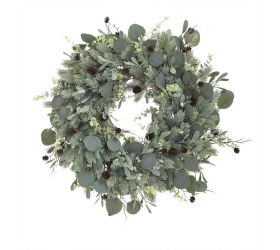 Veniec čečina,eucalypt, šišky 55cm