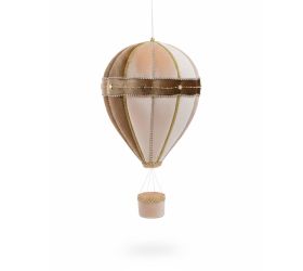 Záves balón kré/hne zamat textil 23*23*44cm