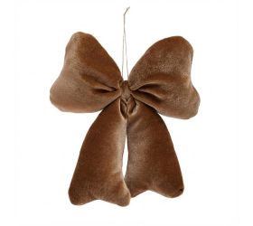 Záves puf mašla hnedá zamat textil 15*15cm