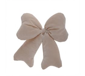 Záves puf mašla krémová zamat textil 20*20cm