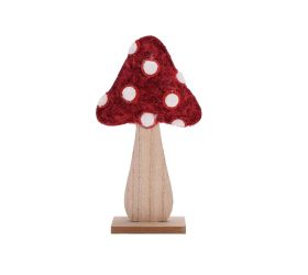 Muchotrávka bordová textil/drevo 12,5*5*23,5cm
