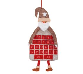 Záves adventný kalendár santa hne/čer flis 51*98*5cm