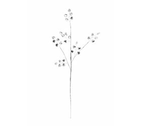 Konár kryštáliky,srdiečka strieborné 55cm