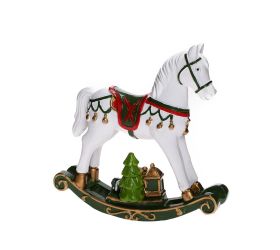 Hojdací koník bie/čer/zel poly 13*3*13cm