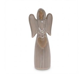 Anjel so srdcom béž porcelan 7*4,5*18,6cm