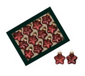 Hviezdičky bordo mat/lesk sklo s/12 40mm