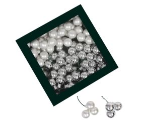 Guličky strieborné mat/lesk sklo sada 144 ks 20 mm