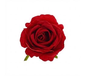 Hlava ruža červ. zamatová v:8cm priem:10cm bal.12ks