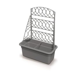 Dblo600 kvetináč s pergolou šedý kameň  š.58xv.setu78cm