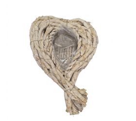 Obal srdce prútie biele 28cm