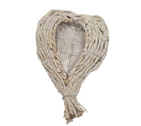 Obal srdce prútie biele 45cm