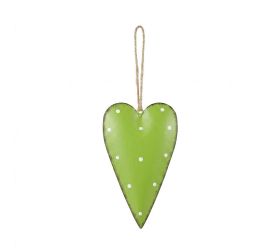 Záves srdce zeleno-bie plech 6,5*11cm