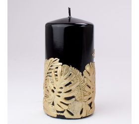 Sztuczna roślina Monstera, cylindryczny doniczka, czarny, 8 × 16 cm