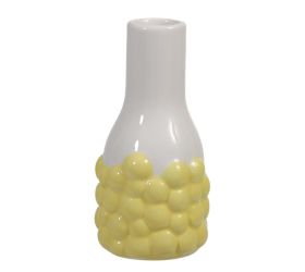 Váza bublinky keramika 7,5x15cm bieložltá