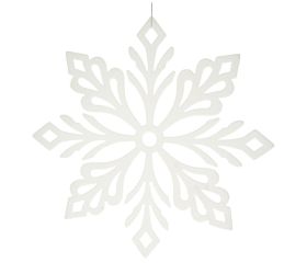 Záves vločka zamat plast 39cm biela