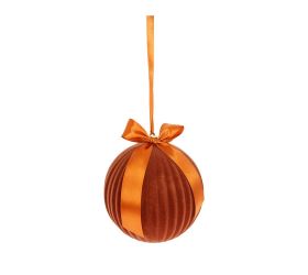 Záves guľa zamat plast 20cm oranžová