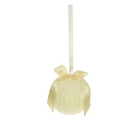 Záves guľa zamat plast 15cm krém