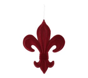 Záves ornament zamat plast 10cm červená