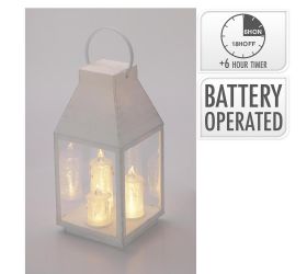 Led lampáš biely so sviečkami 25/35cm /timer