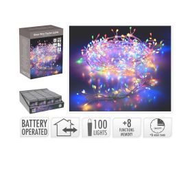 Led100 silver drôt multi/bat/iner,out/8funk/časovač/