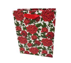 Agb1029803 taška pap. darč v25x20+10cm red peony bloom