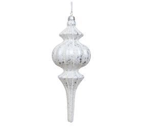 Ozdoba polyst.gliter biele pr.7cm/17cm 2ass