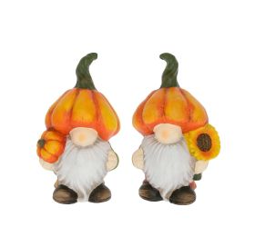 Škriatok s tekv.čiapkou s kvetom mix/2 keram.oranž. 12,5x10,5x20,5cm