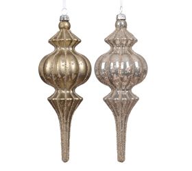 Ozdoba polyst.gliter tm krém pr.7cm/17cm 2ass