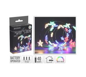 Silver wire star 40led bo multi