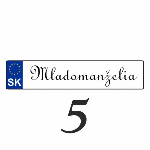 Weselna tablica rejestracyjna na samochód – SPZ 5