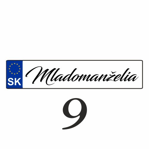 Weselna tablica rejestracyjna na samochód – SPZ 9
