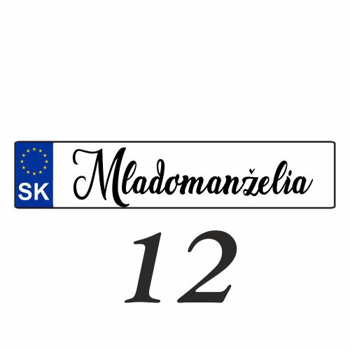 Weselna tablica rejestracyjna na samochód – SPZ 12