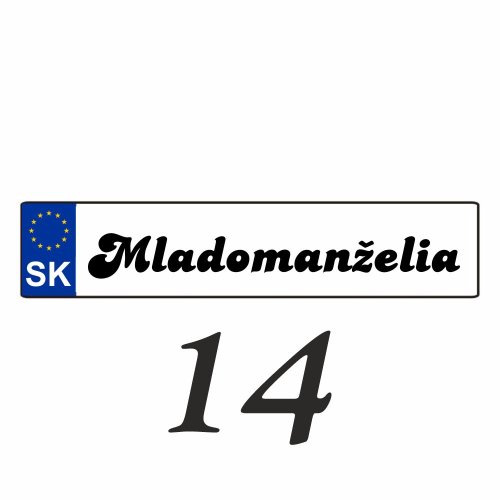 Weselna tablica rejestracyjna na samochód – SPZ 14
