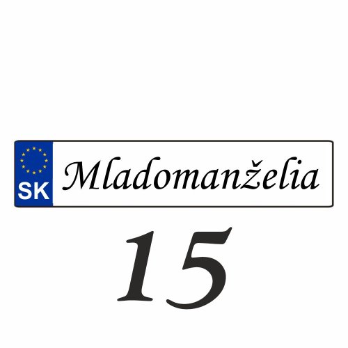 Weselna tablica rejestracyjna na samochód – SPZ 15