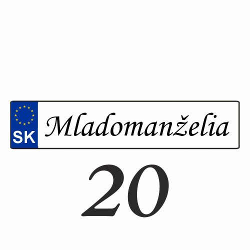 Weselna tablica rejestracyjna na samochód – SPZ 20