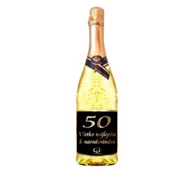 Wino musujące ze złotem na 50. urodziny - Złota metaliczna etykieta – 750 ml