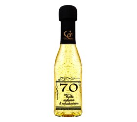 Wino musujące ze złotem na 70. urodziny - Przezroczysta etykieta – 200 ml